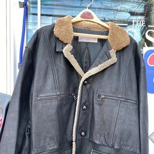 Mens leather winter jacket